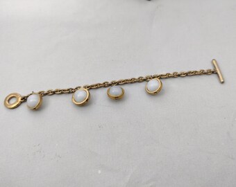 Bracelet Vintage à Charmes Doré Signé Jacques Esterel - Bijou Fantaisie Années 60/70 - Occasion
