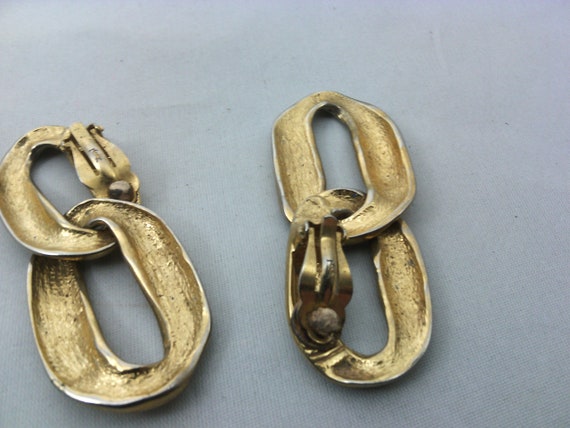 signed YVES SAINT LAURENT clip earrings in gold a… - image 4