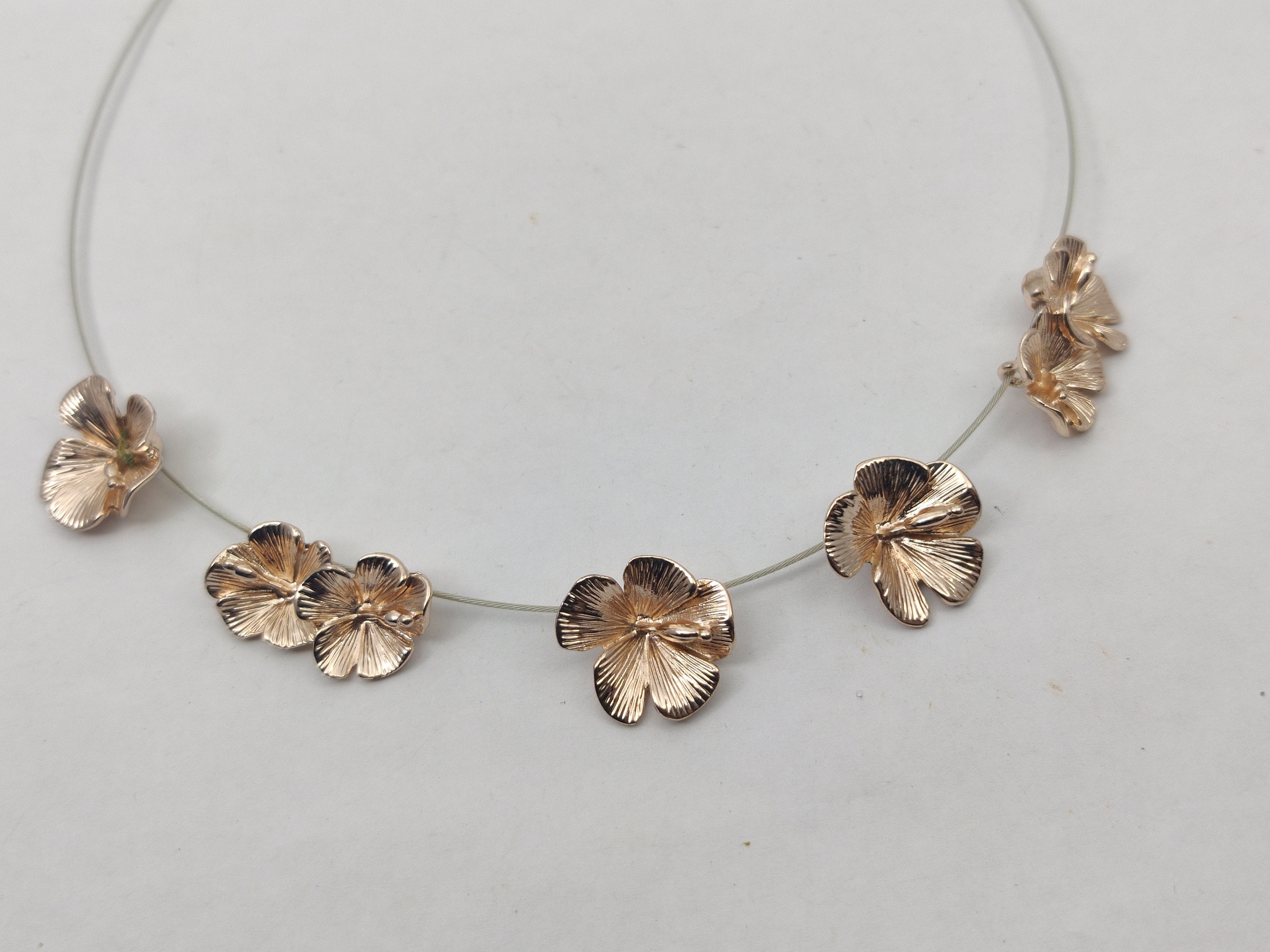 Collier Vintage Ikita Fleurs émaillées - Métal Blanc - Occasion