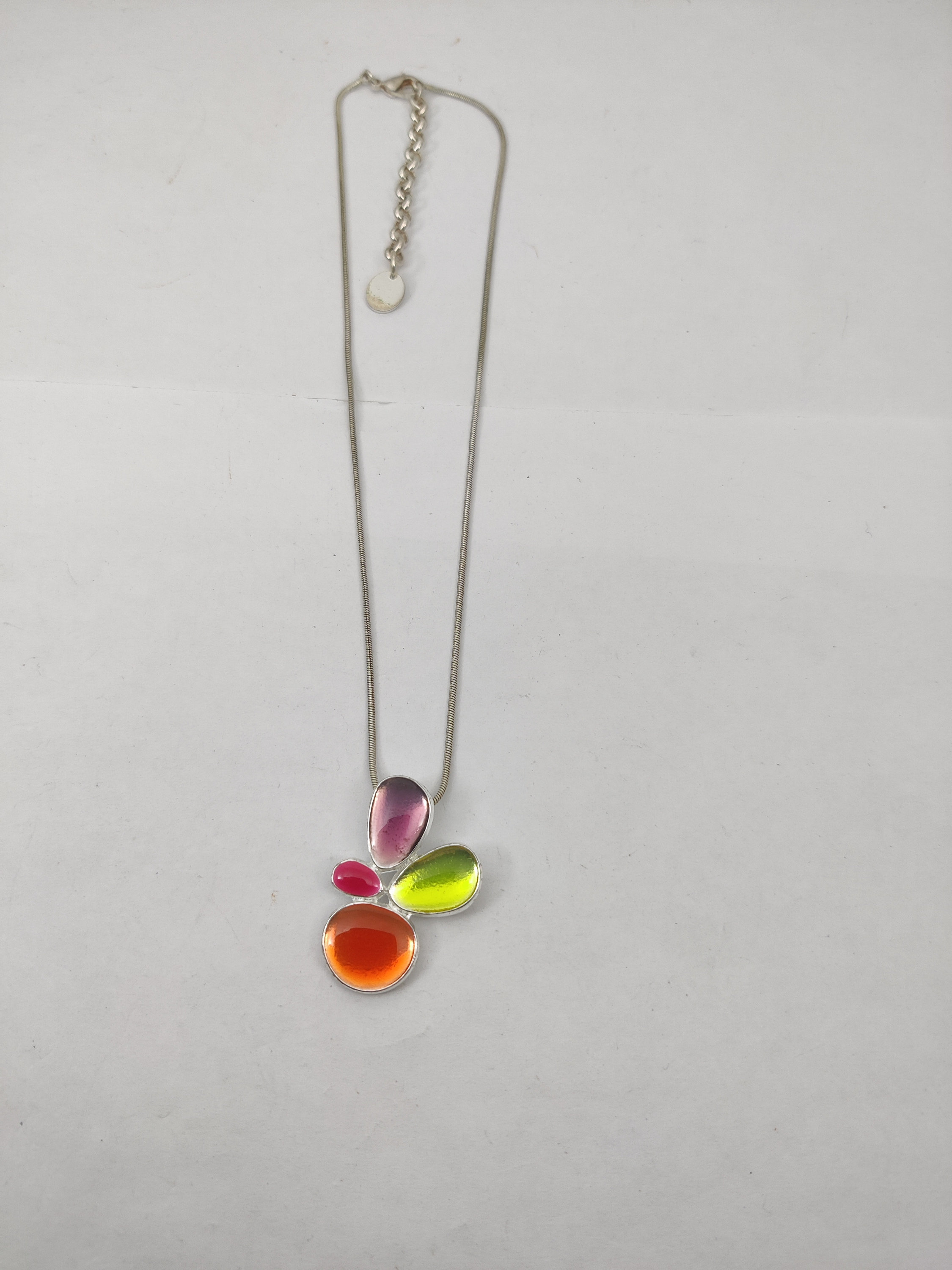 Sign SKALLI Collier Vintage Avec Pendentif Verre Sur M tal Argent - UK