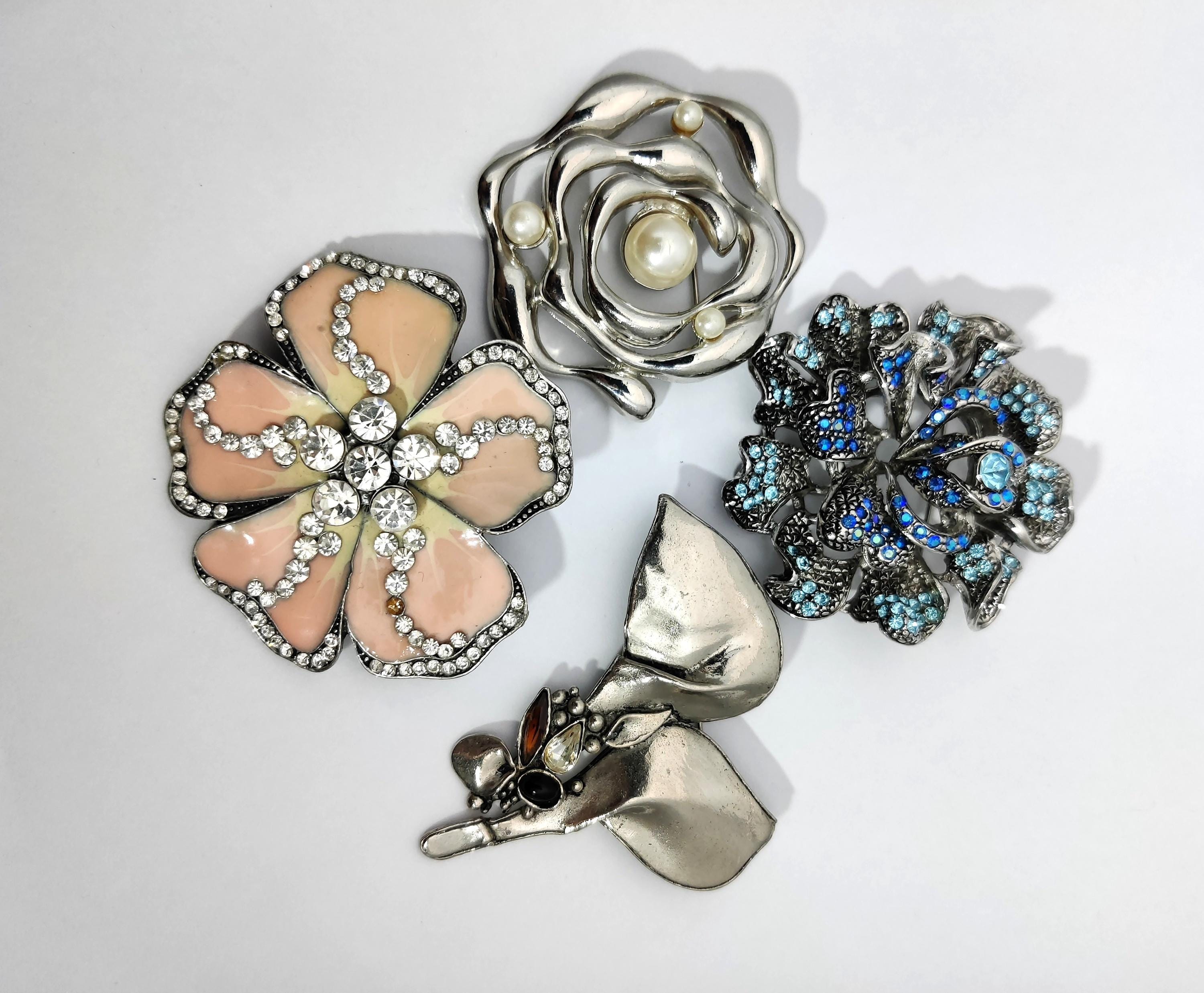 Broche Rose Vintage En Argent - Jolie Pièce Ancienne, Occasion