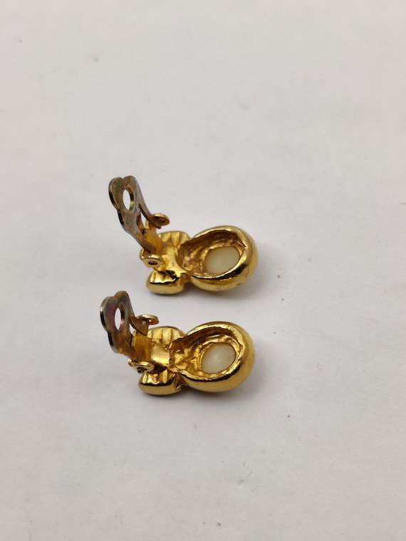 Boucles D'oreilles Clips Vintage – Fleurettes Métal Doré Et Strass, Années 1940-1960