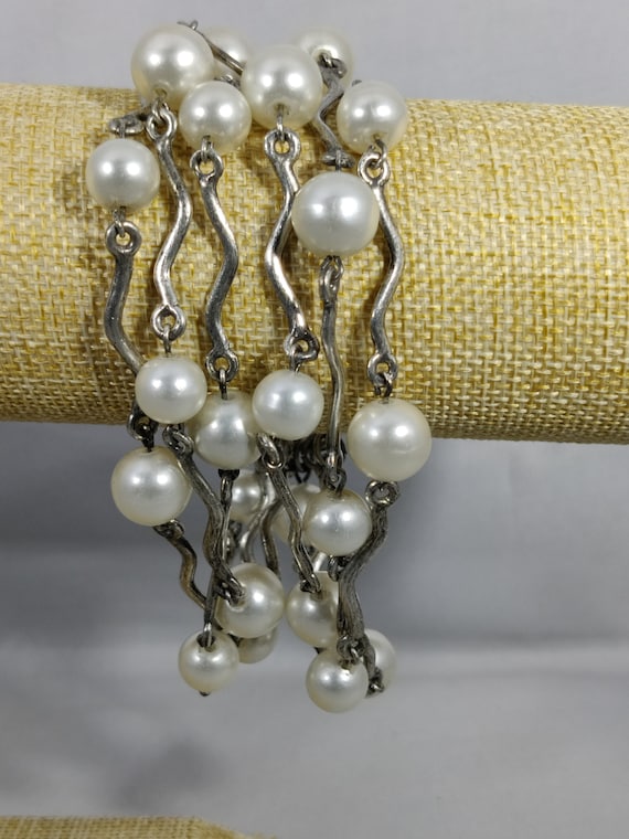 Bracelet Vintage Moderniste Signé Biche De Bère Paris En étain Argenté - Longueur 18.5 Cm - Occasion