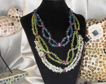 baroque Necklace: apatite, fluorite and peridot Crystal Svarovski