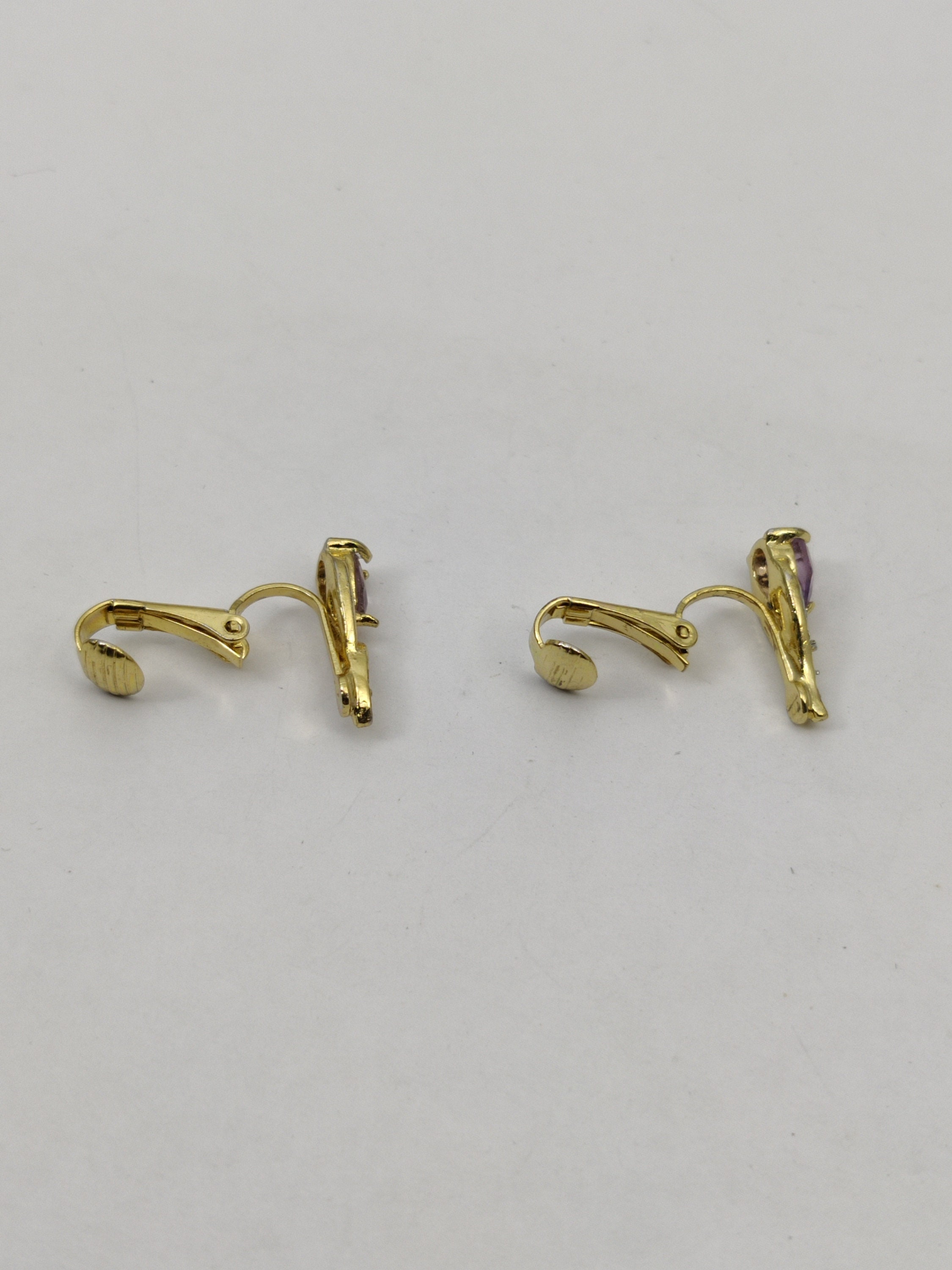 Boucles D'oreilles Vintage Dorées à Strass - Clips Métal Doré - Élégantes Et Rétro