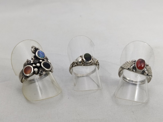 Bague vintage avec petite pierre fine semi precieuse sur argent massif Etsy France