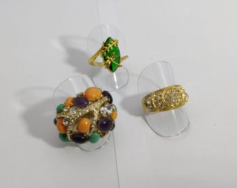 vintage fancy ring size USA 8.3/4 French size 59 on gold metal