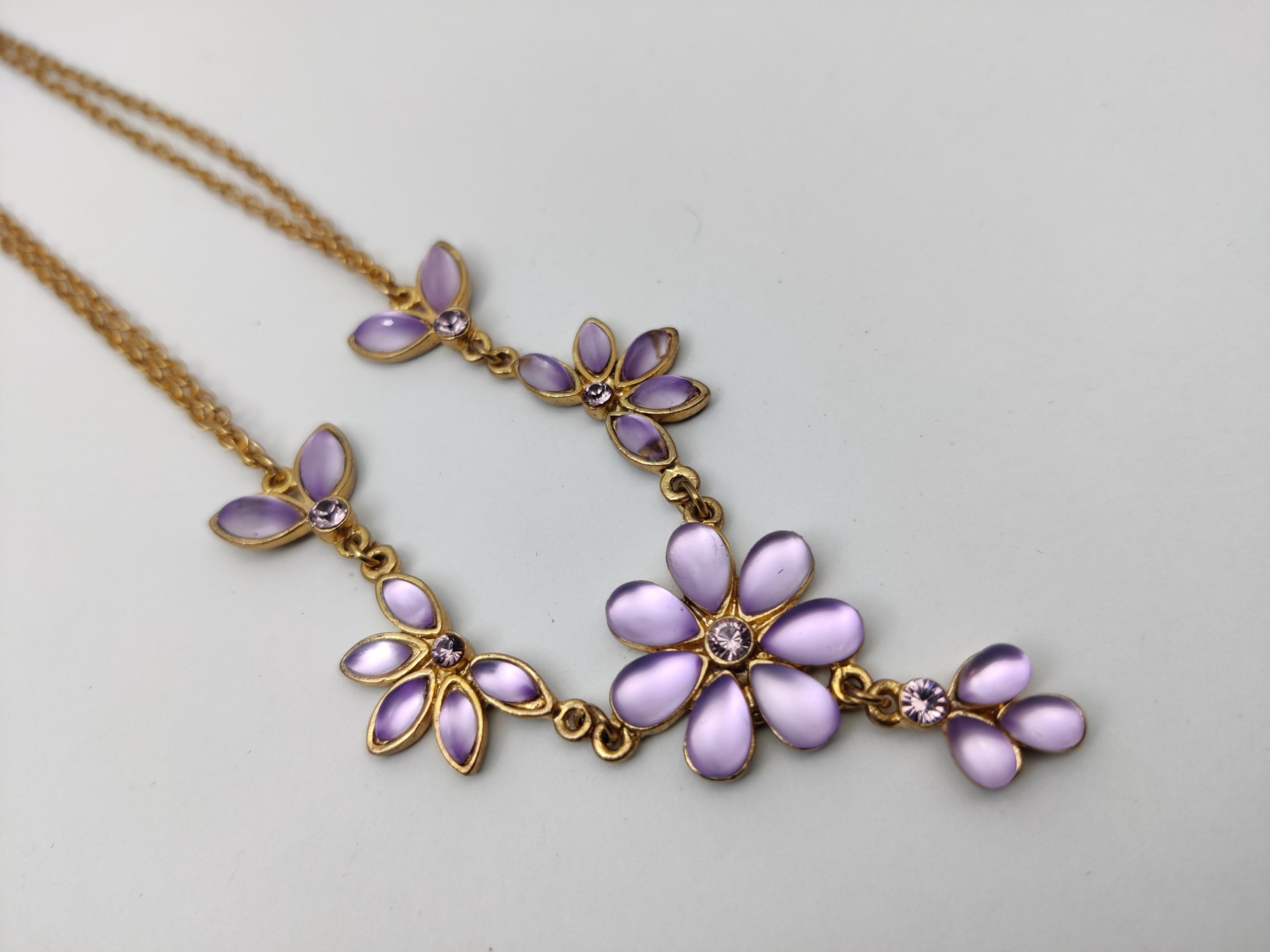 Collier Vintage Avec Strass Multicolores - Bijou Fantaisie Rétro - Occasion