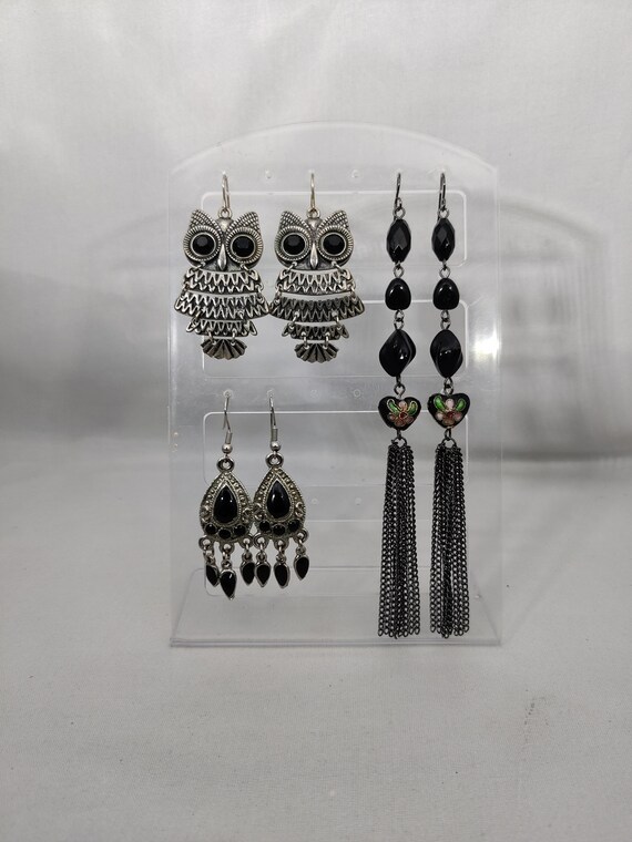 Paire De Boucles D'Oreilles Anciennes En Métal Argenté - Vintage - Fermoir Clips