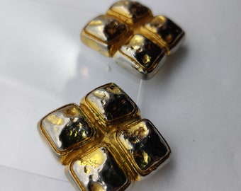 Boucles d'oreilles vintage à clip Dolce Vita en émail de couleur ambre pour bijoux fantaisie - France