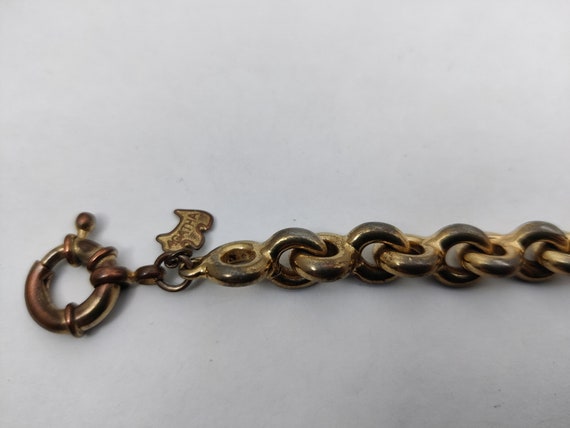 signed AGATHA vintage bracelet with gold metal ch… - image 6