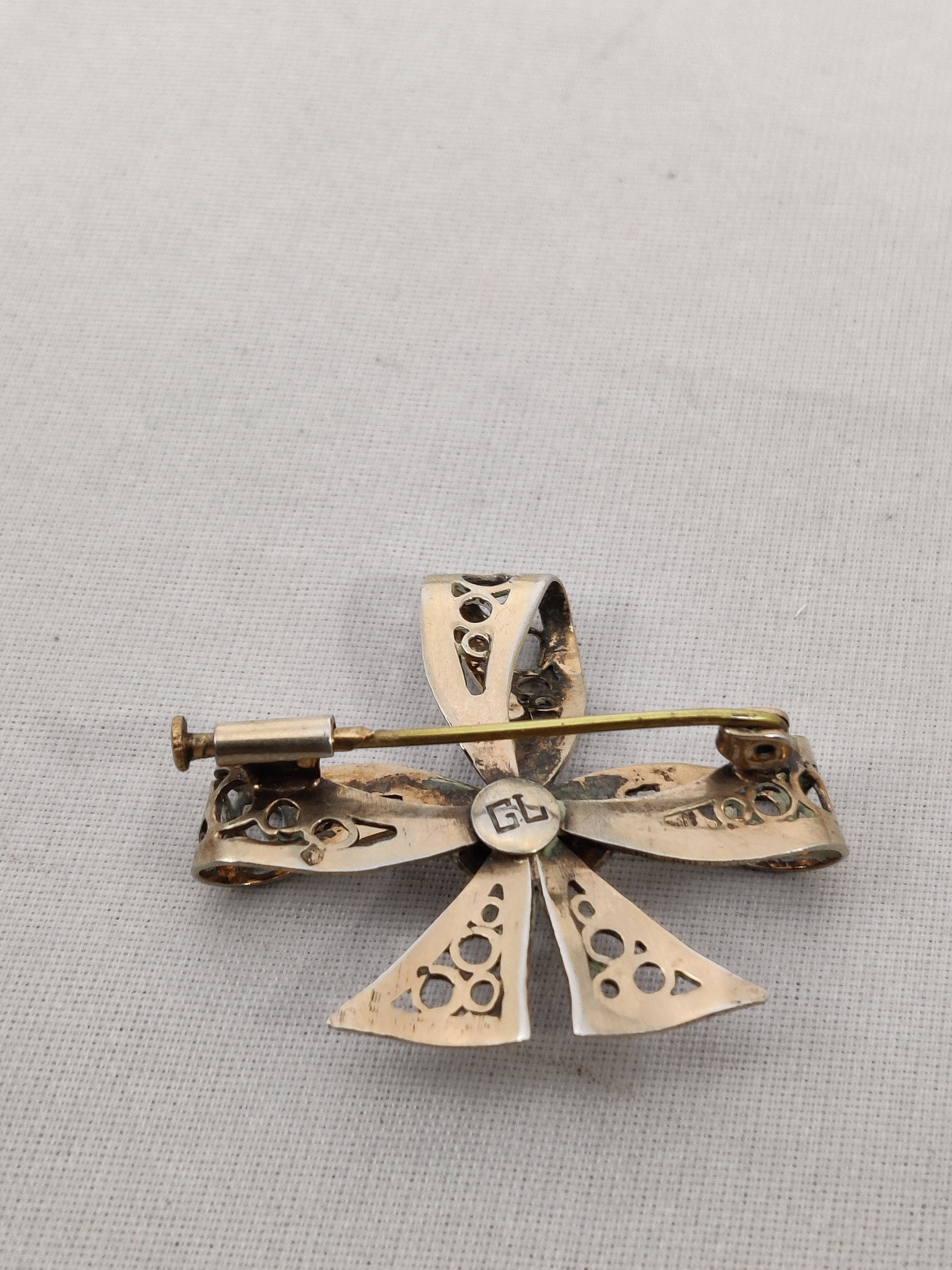 Broche Vintage Guy Laroche Paris Dorée à Motif Feuilles Et Branches - Occasion