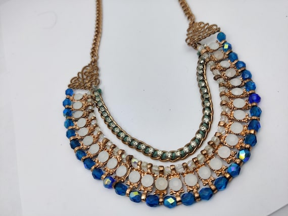 Collier Vintage Strass Doré/blond - Ancien - Style Rétro