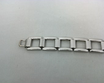 Bracelet Vintage Argenté à Grosses Mailles - Chaîne Large, Occasion En Bon état D'usage