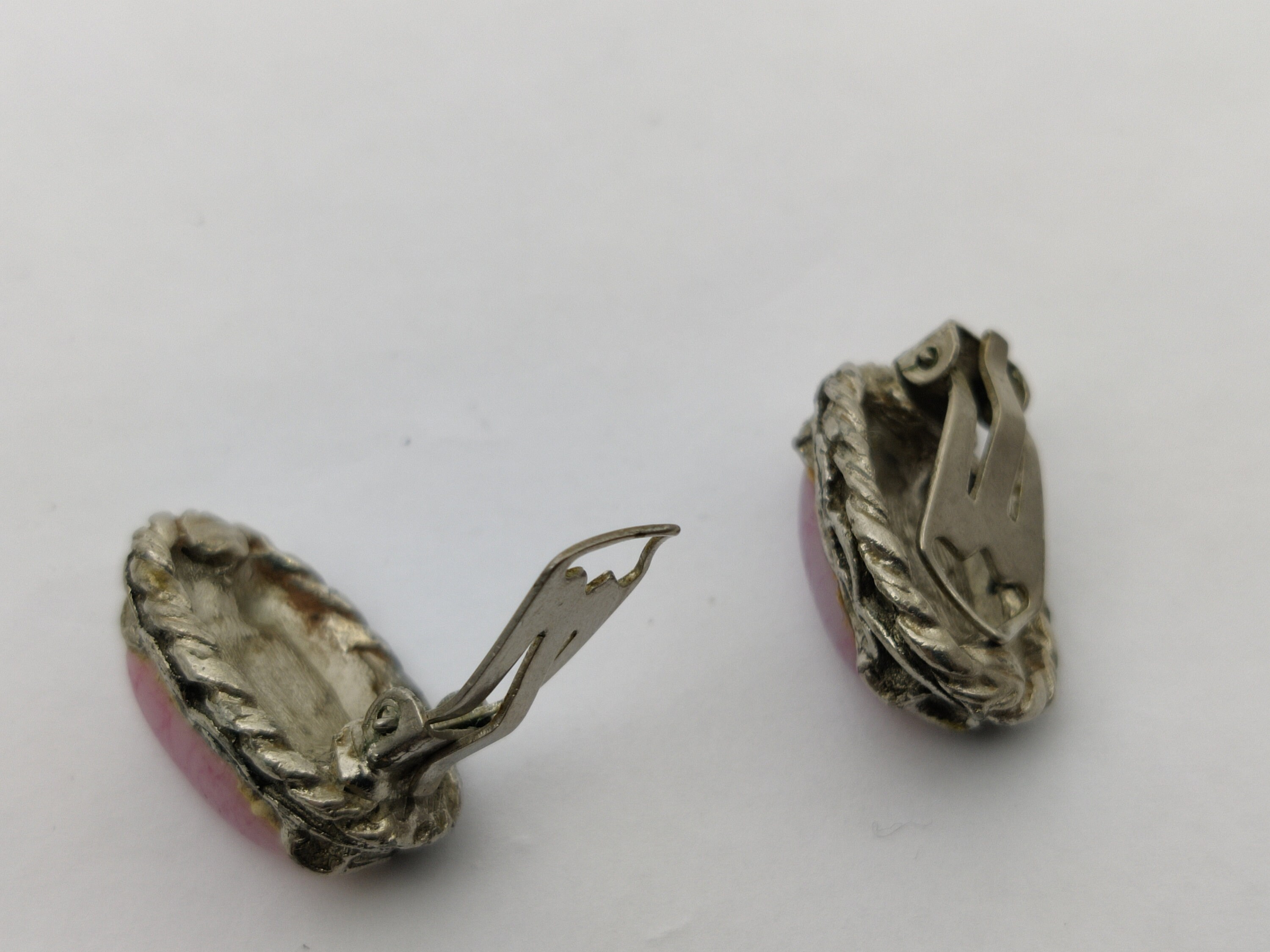 Boucles D'oreilles Clips Métal Argenté Vieilli Années 40 - Vintage - Très Bon état