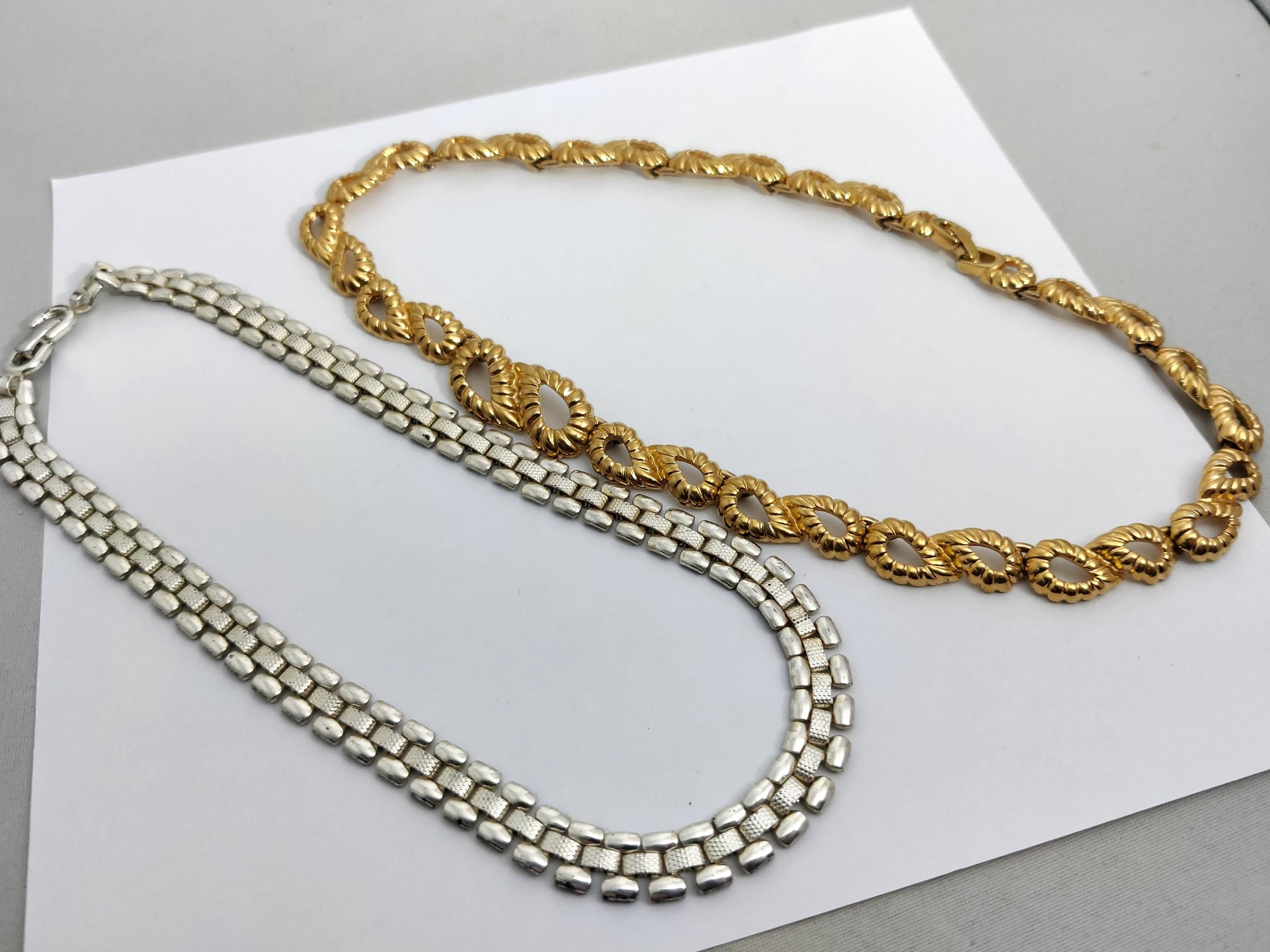 Signed MONET Vintage All-metal Necklace - Etsy