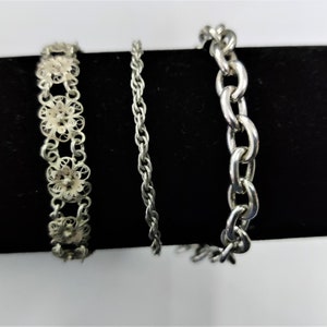 Vintage-Armband mit schicker silberner Metallgeflechtkette