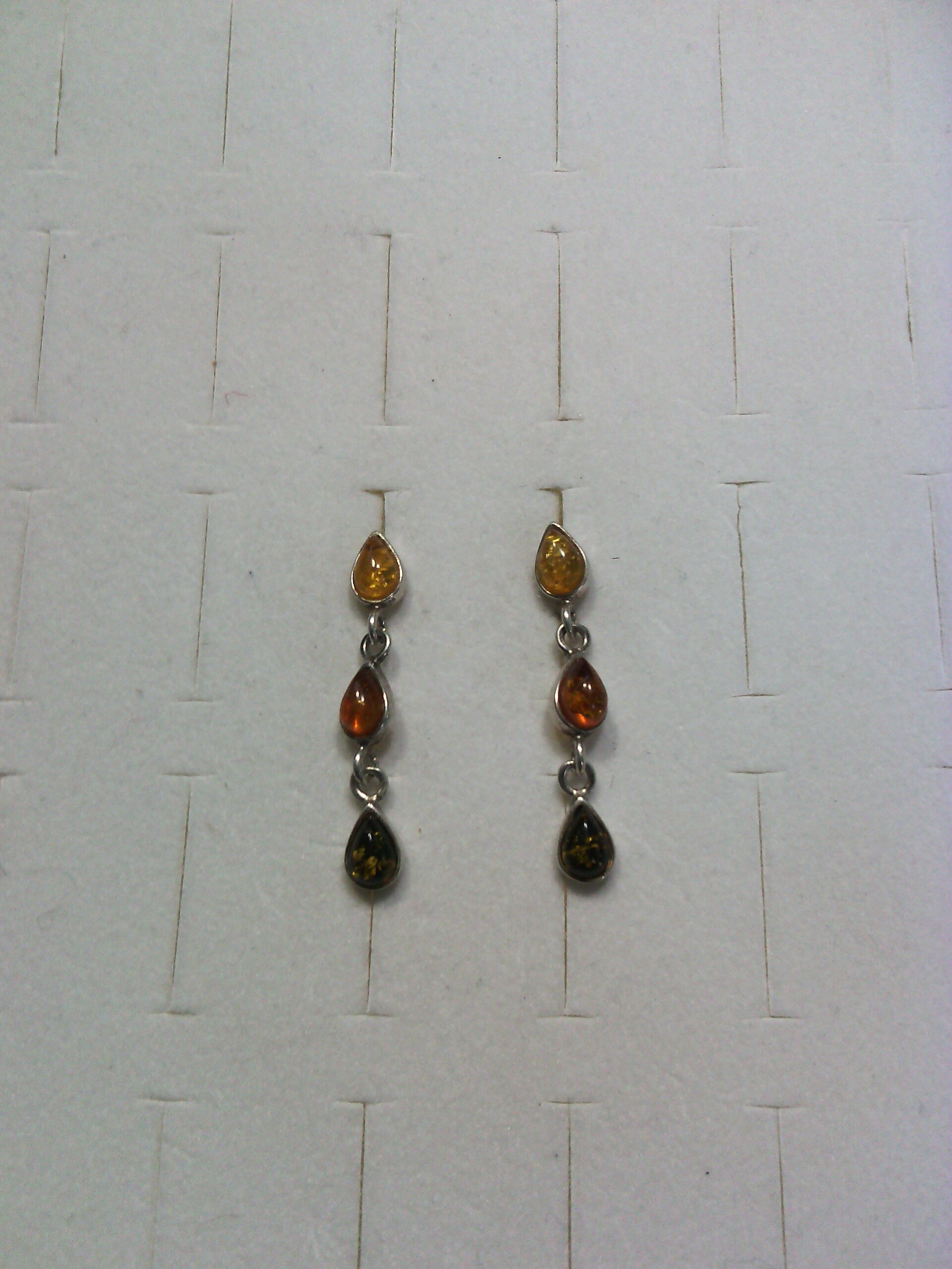 Boucles D'oreilles Pendantes Argent 925 Et Ambre - Pièce Unique Vintage De Créateur