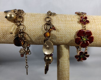 signed IKITA vintage patinated gold metal bracelet