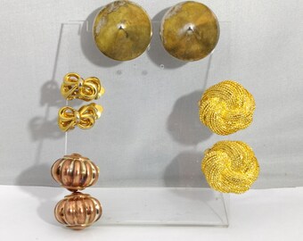 vintage clip-on earrings in gold-tone metal