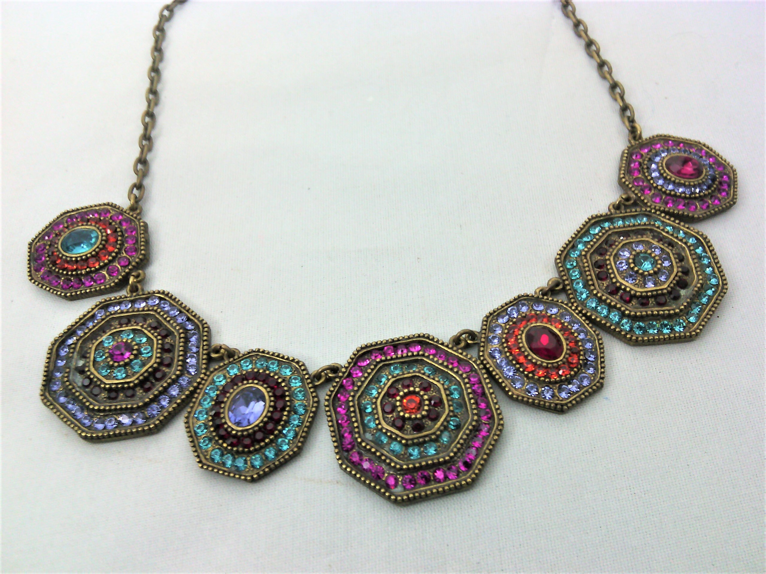 POGGI PARIS ネックレス Signed POGGI PARIS Vintage Crystal Necklace on Bronze Metal