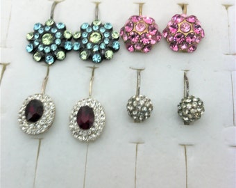 vintage fancy rhinestone sleeper earrings