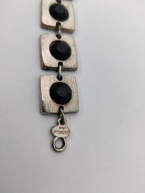 Signed JACKY DE G PARIS Vintage Bracelet in Silver Metal and