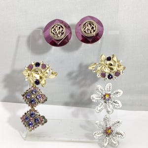 vintage purple mauve clip on earrings