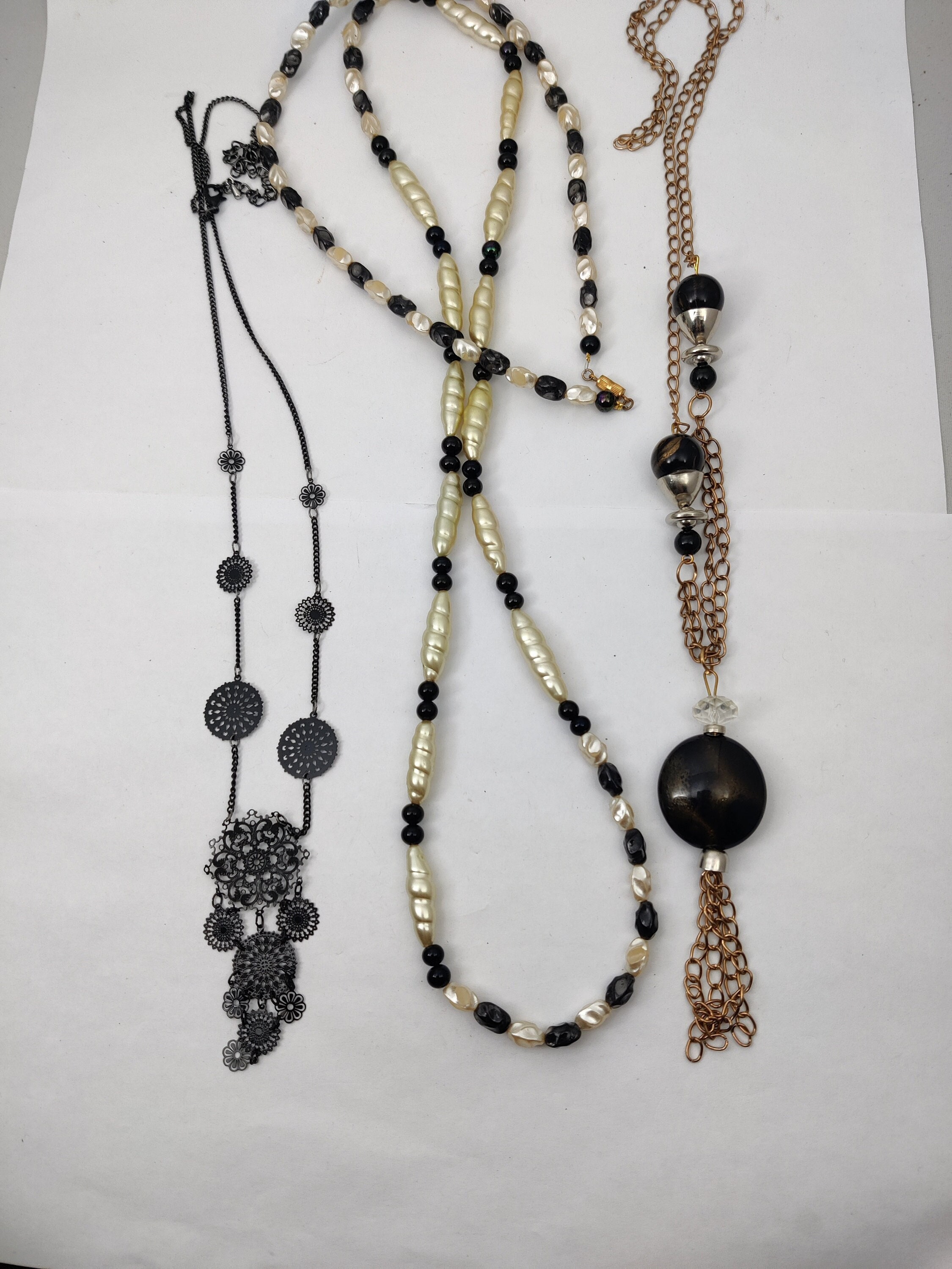 黒い色の長いヴィンテージネックレスネックレス - Etsy 日本