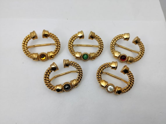 Signed MALKA PARIS Scarf Clips or Vintage Scarf Clip in Gold Metal