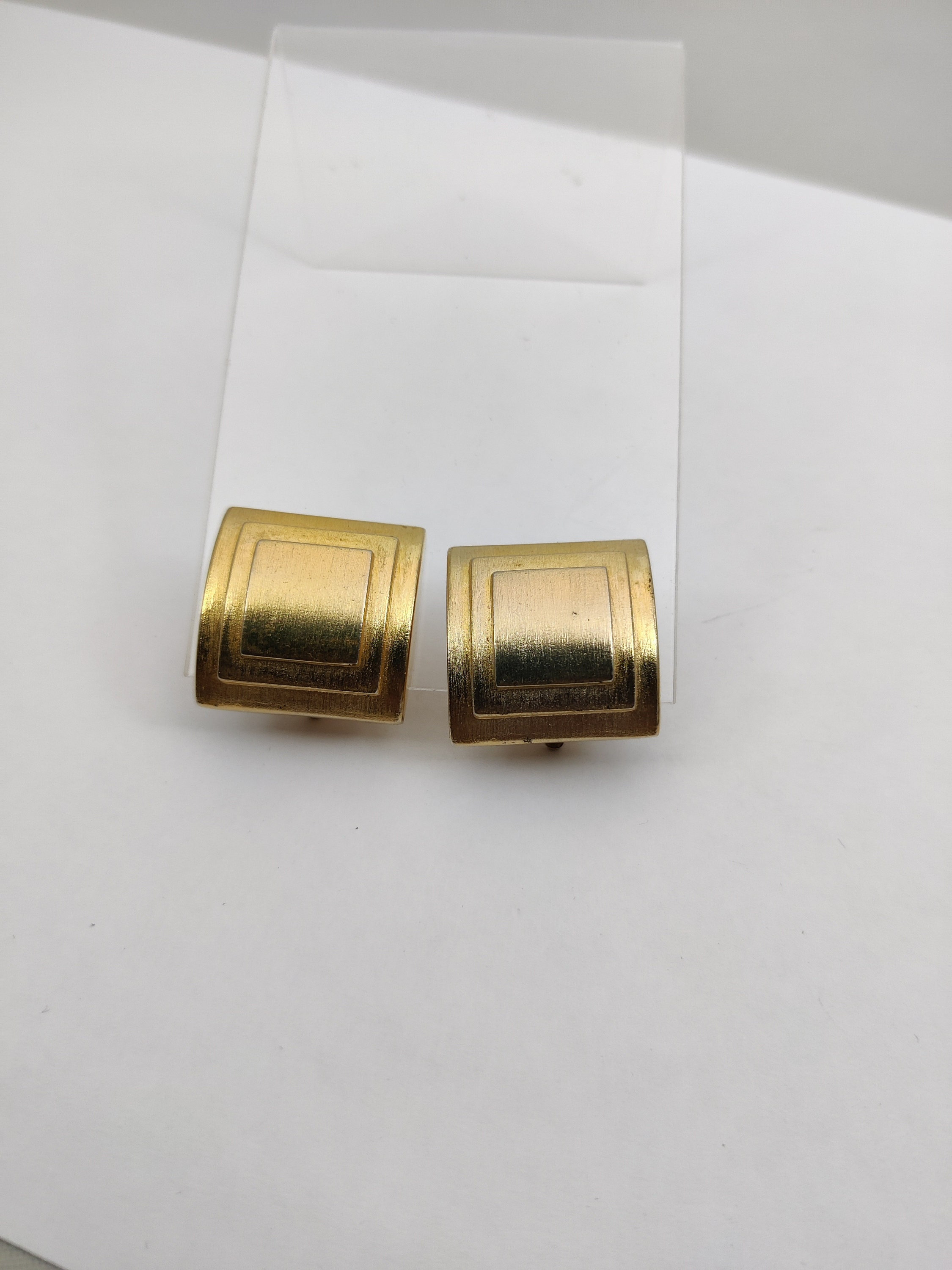 Boucles D'oreilles Clips Vintage HELENA RUBINSTEIN - Doré Signé - Occasion