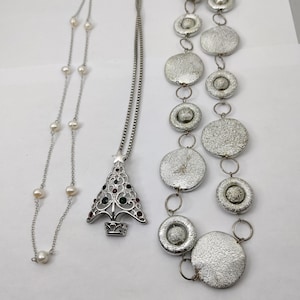 long necklace vintage sautoir necklace in silver metal