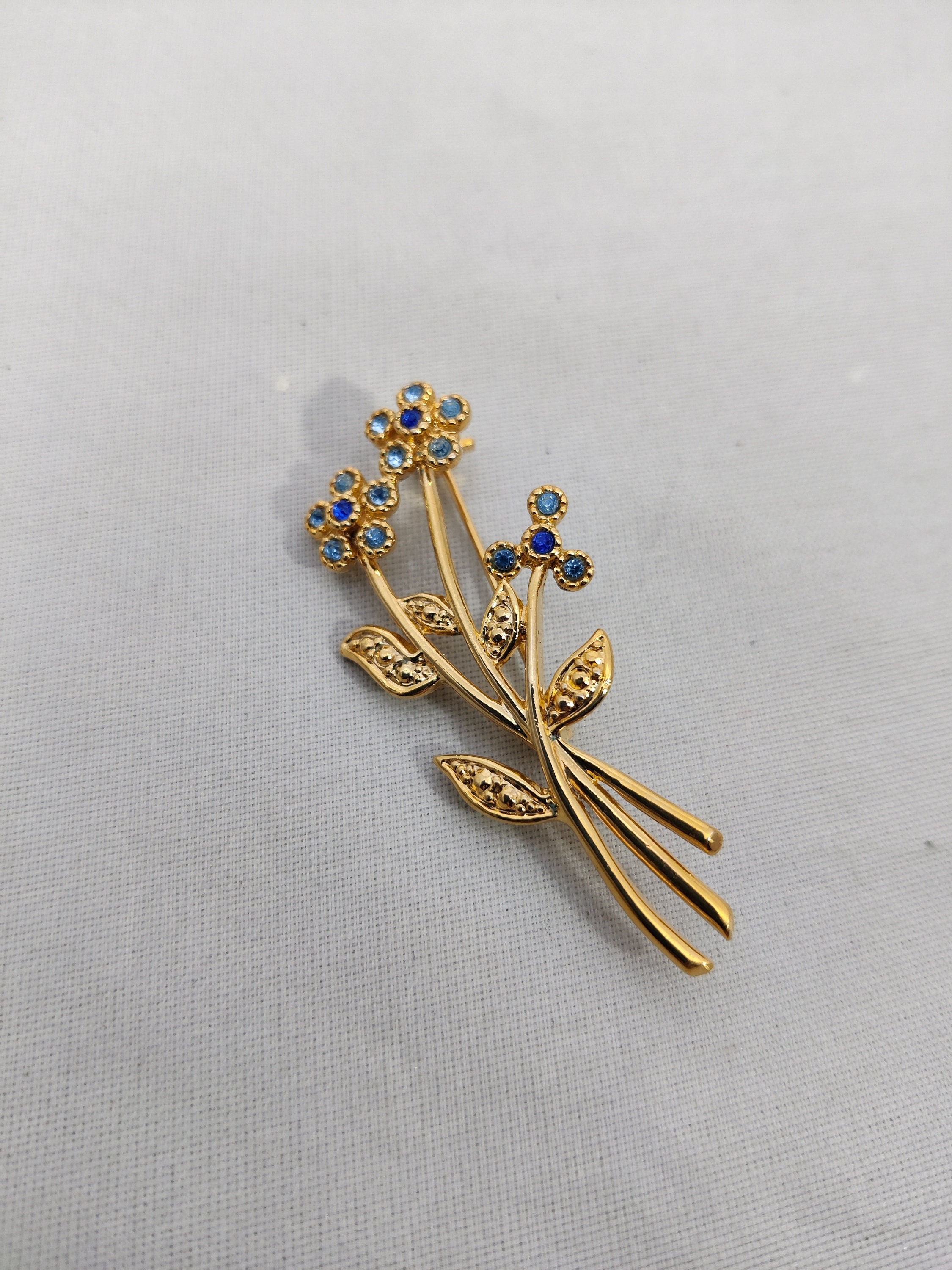 Broche Vintage Movitex - Métal Doré Avec Perles - Occasion - Bijou Ancien