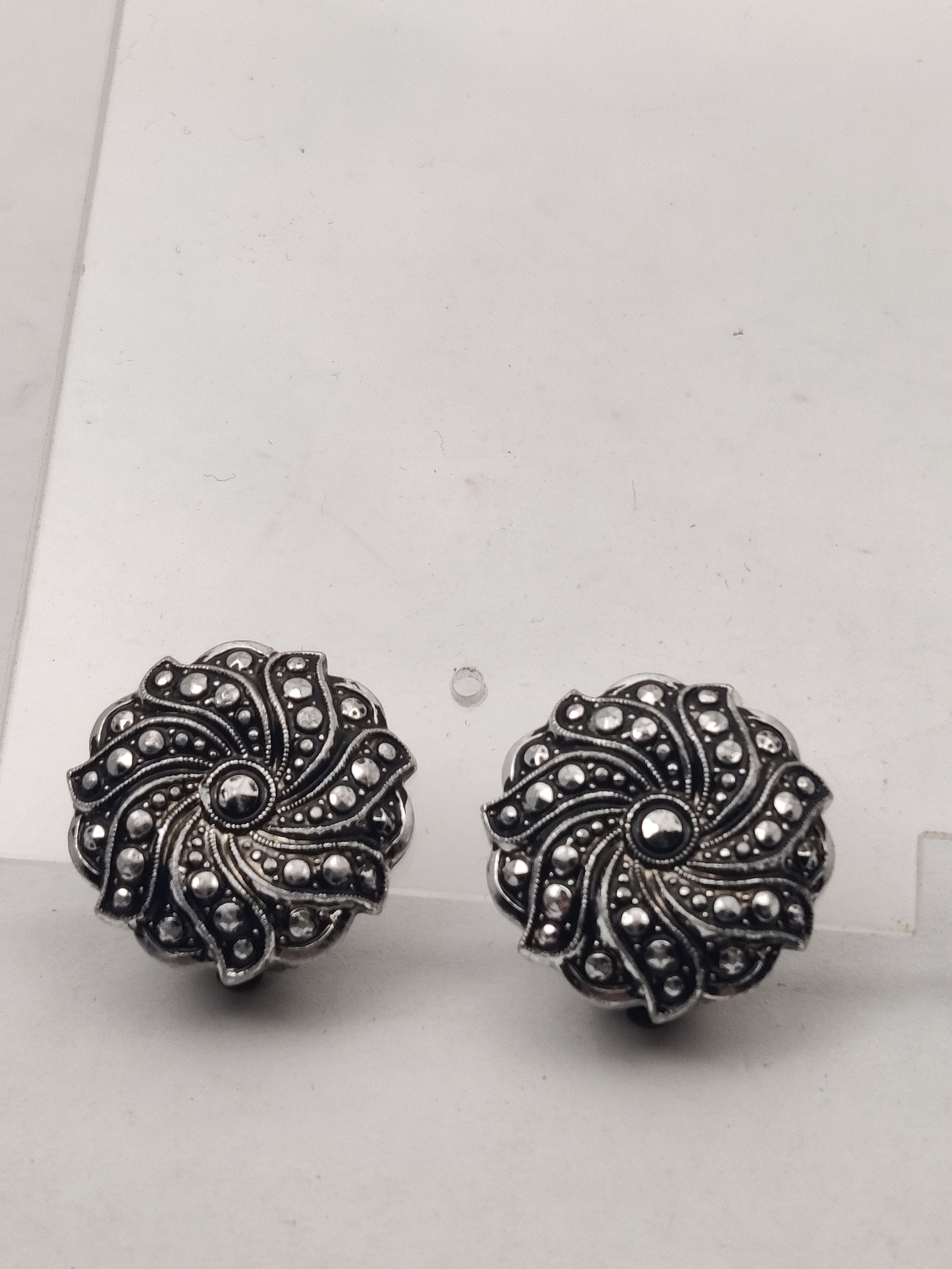 Boucles D'oreilles Clips Anneaux Vintage - Argenté Et Doré - Occasion