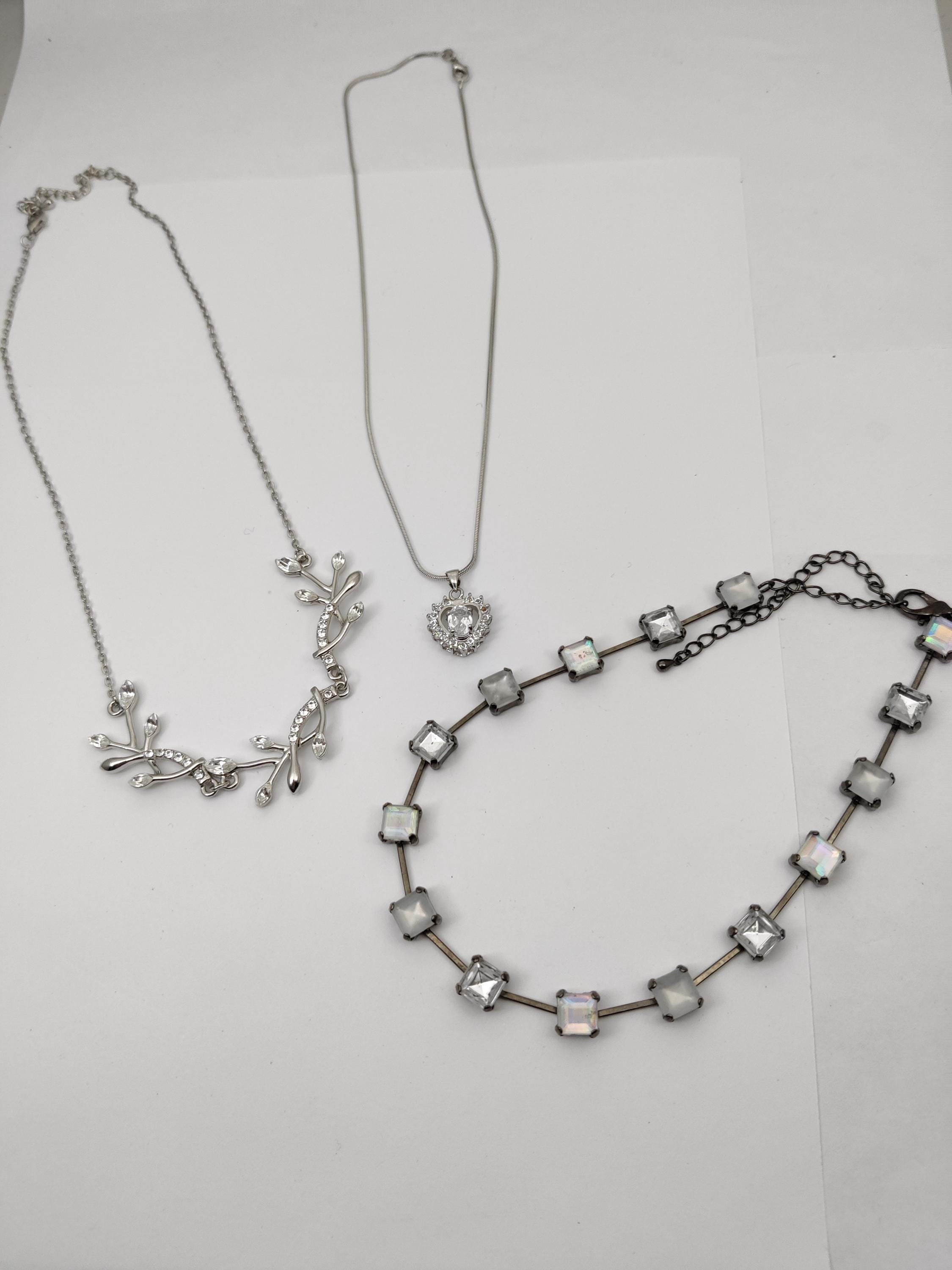 Collier Pierre Et Métal Doré - Style Années 80, Longueur 48 Cm, Occasion - Bijou Vintage