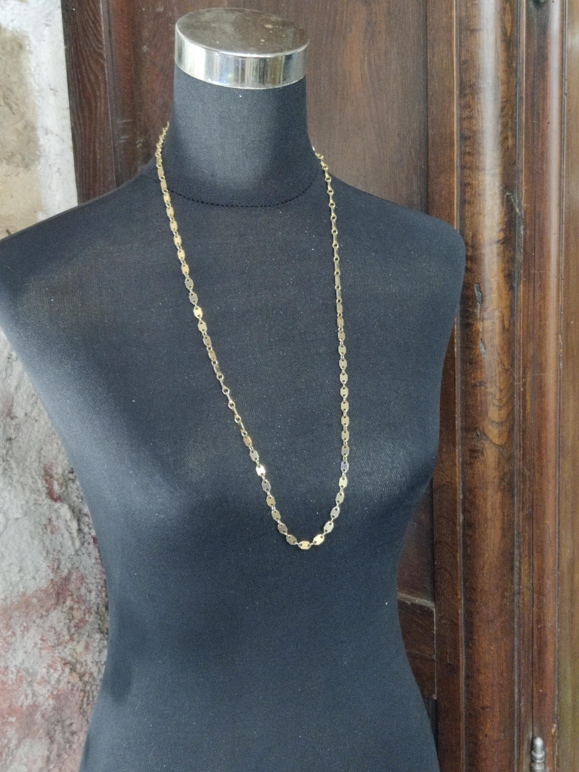 Sautoir Vintage Doré Années 70 - Collier Long Métal Doré - Occasion