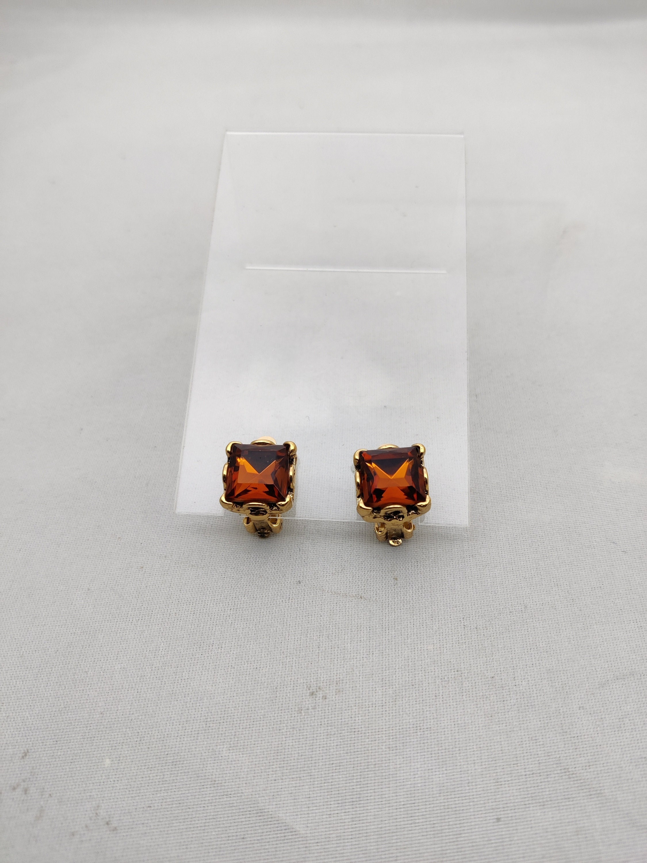 Boucles D'oreilles Clips ENTRE GUILLEMETS émaillées Jaunes - H. 8,5 Cm - Occasion