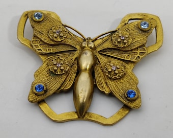 signed JEAN LOUIS BLIN this vintage brooch in gold metal and rhinestones