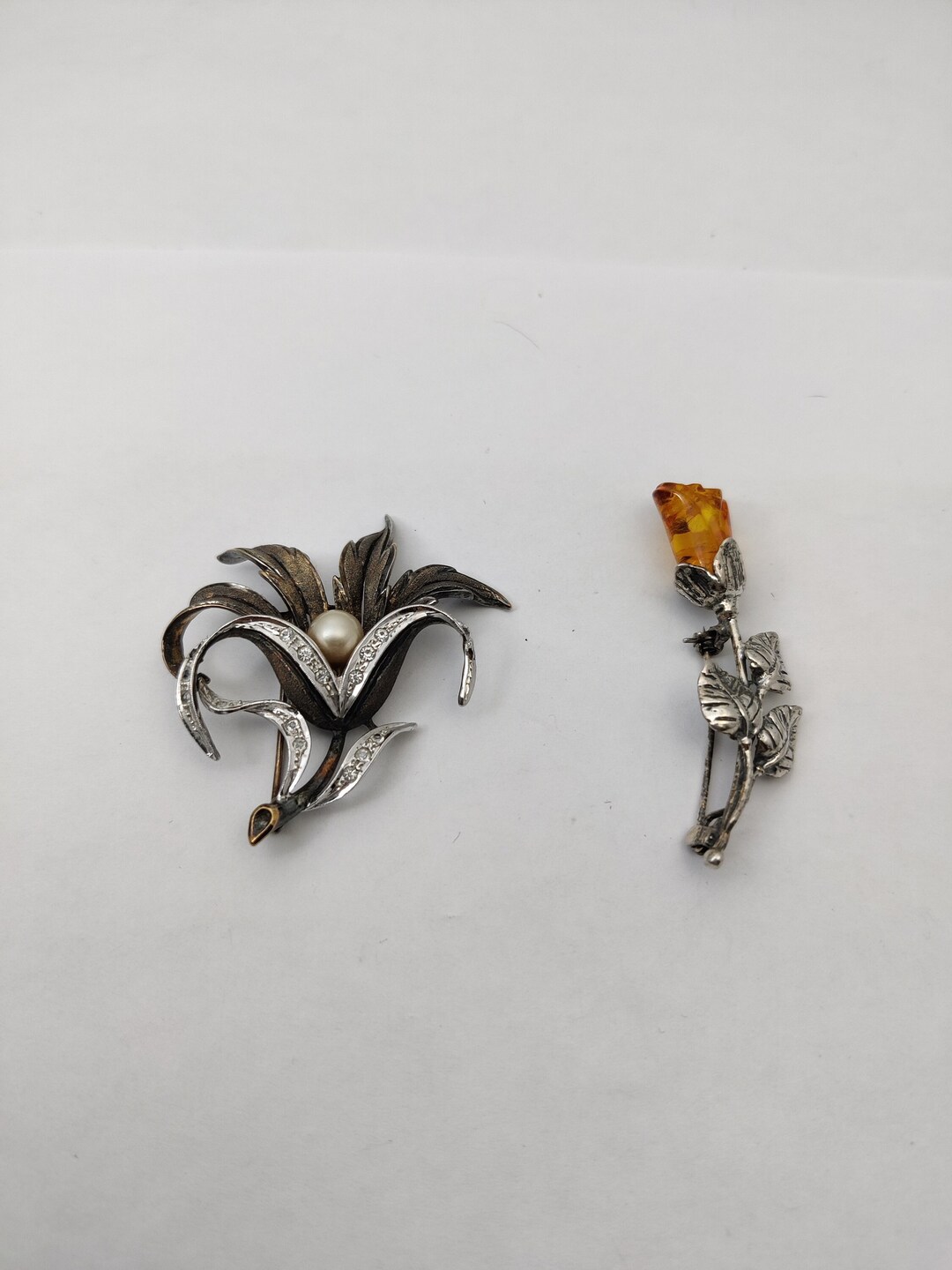 Broche Barrette En Argent Massif Et Pierre Mauve - Bijou Créateur Occasion - Argent Sterling
