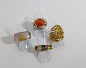 large vintage ring with gemstones and gold metal, USA size 6.1/2, French size 53-54