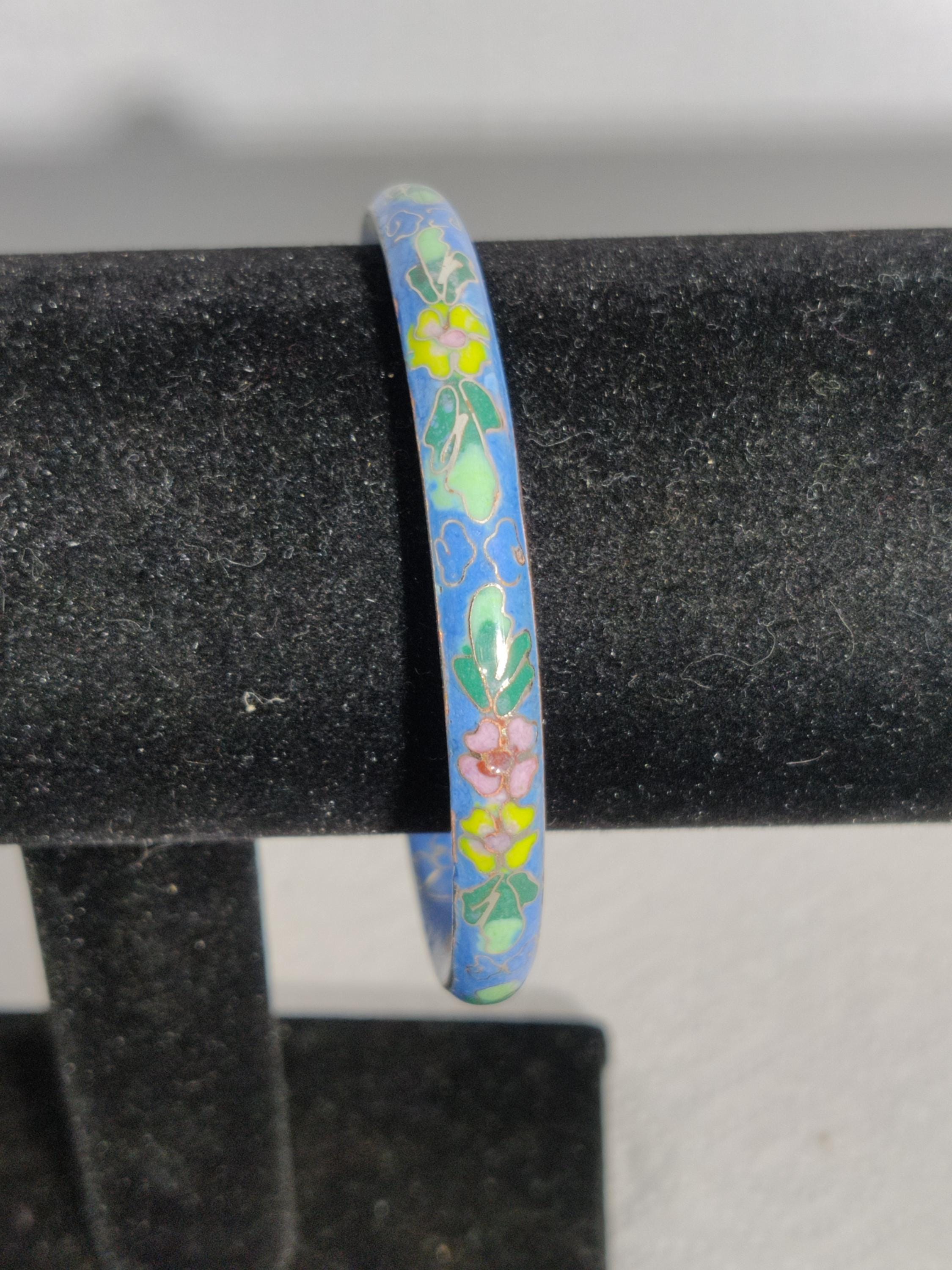 ヴィンテージ七宝焼エナメルとメタルバングルブレスレット - Etsy 日本