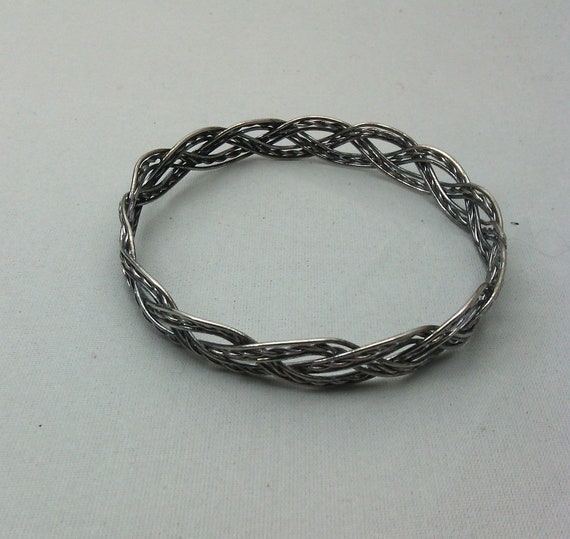 Bracelet Jonc Cloisonné Vintage - Émaux Verts, Bijou Ancien