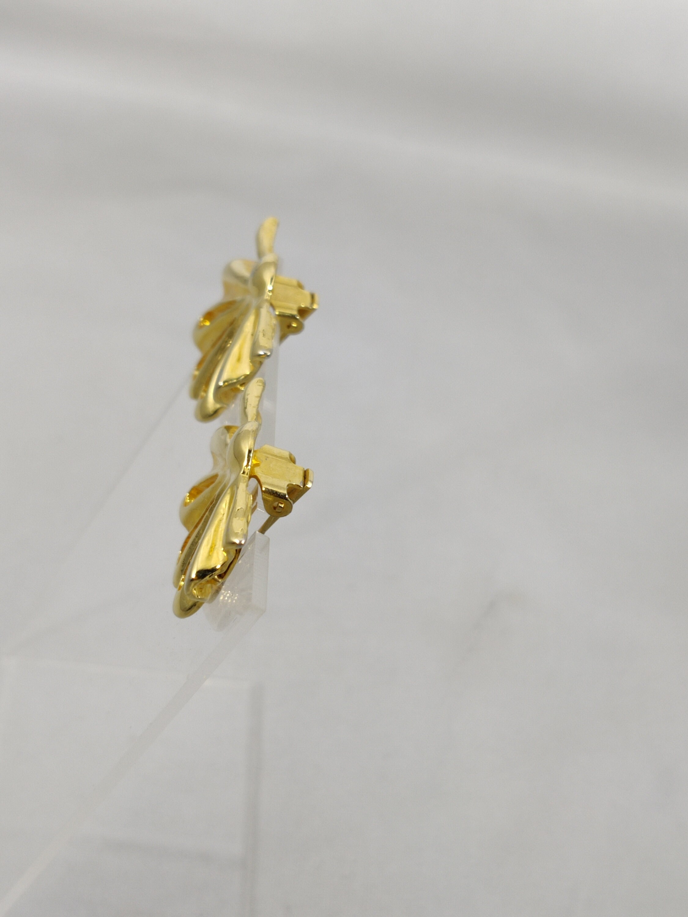 Boucles D'oreilles Vintage Rochas Paris - Doré - Fermoir Clips - Occasion