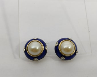 Boucles D'oreilles Vintage Clips Perles Nacrée - Métal Argenté, Style Fantaisie Ancien