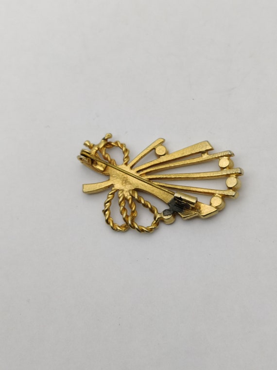Magnifique BROCHE Bouquet de fleur doré rose violet NEUVE vintage 4,5cm
