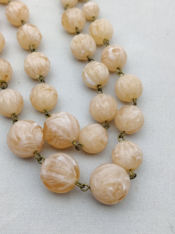 Collier Vintage à Deux Rangs Signé WEST GERMANY - Perles Blanches Et Vertes - Longueur Ajustable