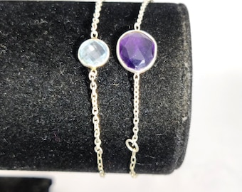 bracelet made of semi-precious gemstones on silver