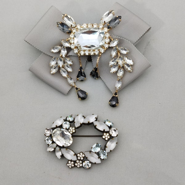 giant vintage fancy brooches adorned with marquise rhinestones