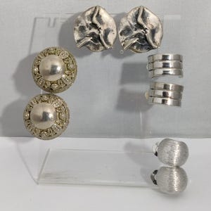 vintage silver metal clip-on earrings
