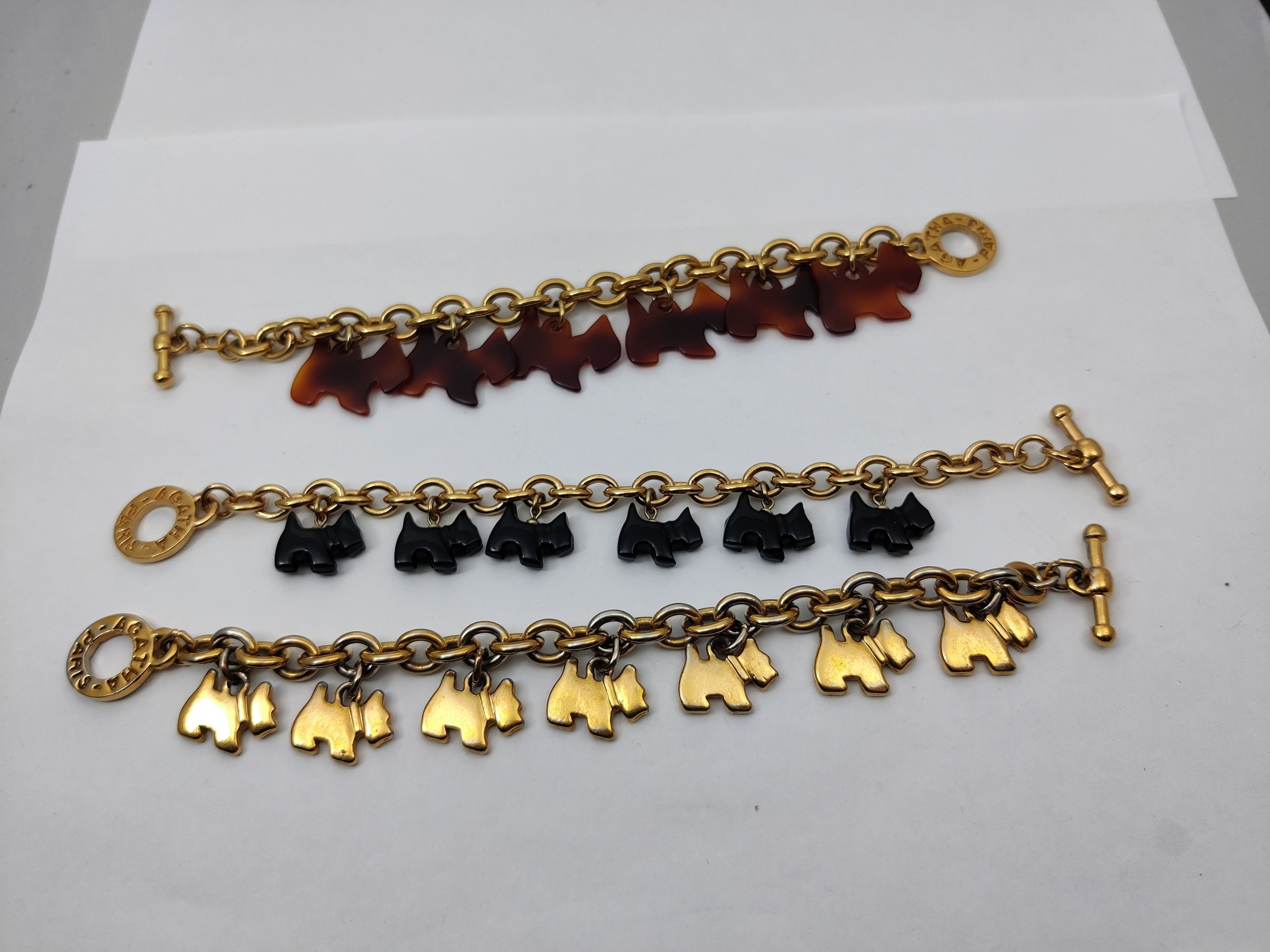 1980s】ビンテージ ゴールド AGATHA チャームブレスレット 金